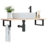Badkamer wandschap staal en massief eikenhout