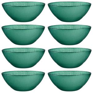 Kommetjes/serveer schaaltjes - 8x - Murano - glas - D15 x H6 cm - groen - Stapelbaar