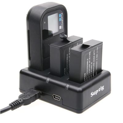 Voor GoPro HERO 5 AHDBT-501 Dual batterijen + Lader afstandsbediening met USB-Kabel (zwart)