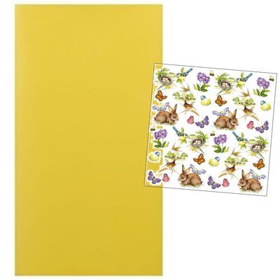 Pasen gedekte tafel set geel tafelkleed met 20x pasen thema servetten 33 x 33 cm