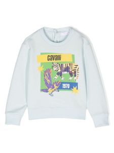 Roberto Cavalli Junior sweat en coton à imprimé graphique - Bleu