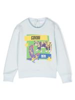 Roberto Cavalli Junior sweat en coton à imprimé graphique - Bleu