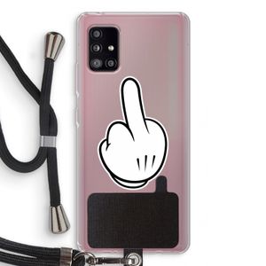 Middle finger white: Samsung Galaxy A51 5G Transparant Hoesje met koord