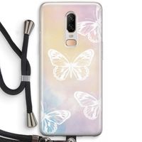 White butterfly: OnePlus 6 Transparant Hoesje met koord