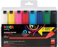 Uni POSCA paintmarker PC-7M, 4,5 - 5,5 mm, etui van 8 markers in geassorteerde basiskleuren
