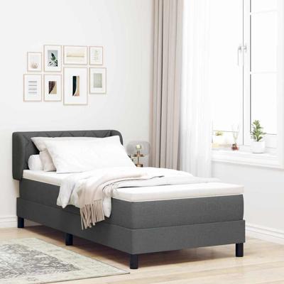 Boxspringbed met matras stof donkergrijs 90x190 cm