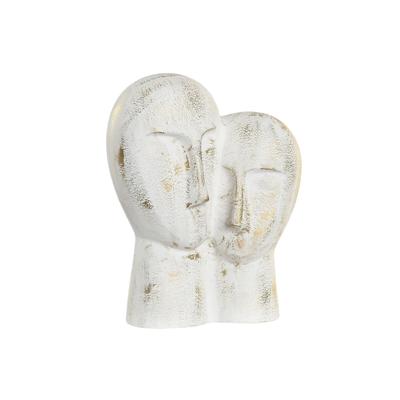 Decoratieve figuren DKD Home Decor 23 x 10 x 30 cm Gezicht Gouden Aluminium Wit