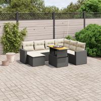 8-delige Loungeset met kussens poly rattan zwart