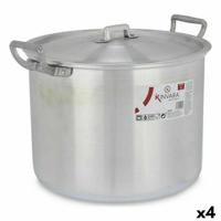 Casserolepan met deksel Kinvara 100036 100036 Zilverkleurig Aluminium 35,5 x 24 x 28 cm (4 Stuks)