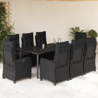 9-delige Tuinset poly rattan zwart