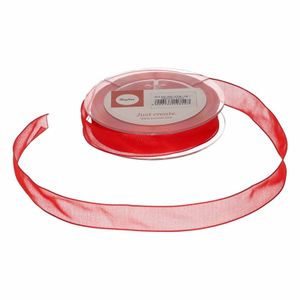 1x Hobby/decoratie rood organza sierlint 1,5 cm/15 mm x 10 meter