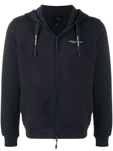 Armani Exchange logo print zipped hoodie - Noir