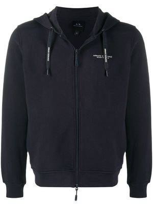 Armani Exchange sweat zippé à capuche à logo imprimé - Noir