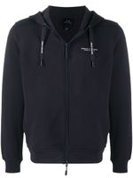 Armani Exchange logo print zipped hoodie - Noir