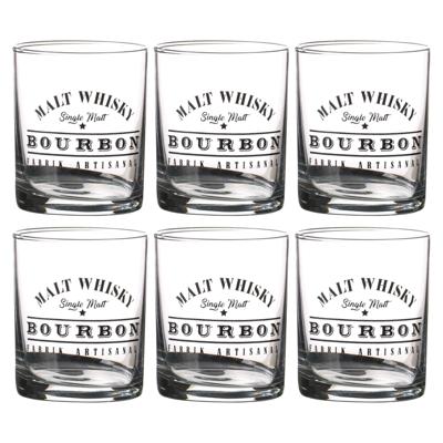 Urban Living whiskey glazen Comptoir - gedecoreerd glas - 6x stuks - 280 ml