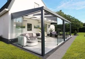 Tijdelijk 15% korting | Verasol Glastuinkamer met polycarbonaat dak 400x400 cm op 2 staanders Aluminium Verasol