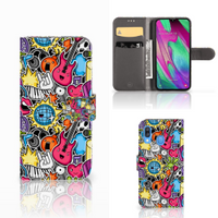 Samsung Galaxy A40 Wallet Case met Pasjes Punk Rock - thumbnail