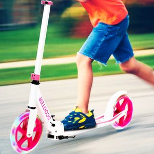 Sportstep met Aluminium Platform Verstelbaar Handvat Duurzame Opvouwbare Step met Verlichte Wielen voor Kinderen Vanaf 10 Jaar