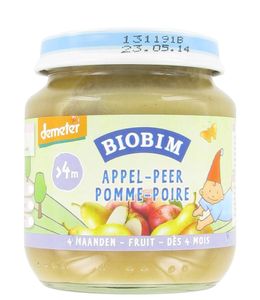 Biobim Demeter Fruithapje vanaf 4 maanden Appel Peer 125 gram