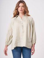 Linnen blouse met pofmouwen