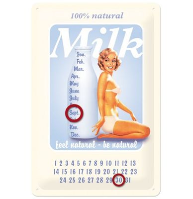 Metalen Bord 20 x 30cm Kalender Melk Metalen Bord 20 x 30cm Kalender Melk