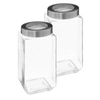 5Five voedsel voorraadpot MIRO met draaideksel - 2x - glas - 2L - 11 x 23 cm - weckpot