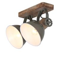 Steinhauer OpbouwspotGearwood 2-lichts groen met houtbruin - 7969G