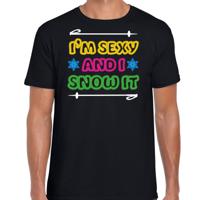 Apres ski t-shirt voor heren - im sexy and i snow it - zwart - wintersport