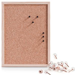 Prikbord incl. 25x punaises - 30 x 40 cm - rose goud - kurk