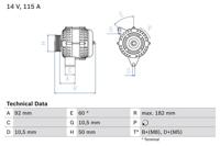 Dynamo / Alternator BOSCH, Spanning (Volt)14V, u.a. für Mercedes-Benz, Ssangyong, Daewoo