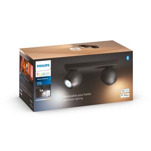 Philips Lighting Hue LED-plafondspots 871951433908800 Hue White Amb. Buckram Spot 2 flg. schwarz 2x350lm inkl. Dimmschalter GU10 10 W