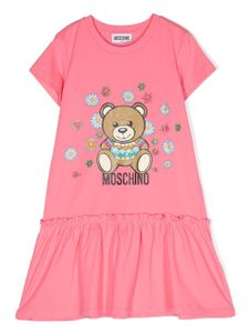 Moschino Kids robe imprimée à fronces - Rose