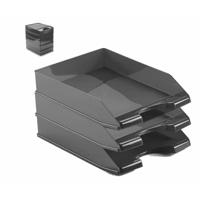 Plasticforte Brievenbakjes - Pakket van 3x stuks - A4 - zwart - kantoor postbakjes
