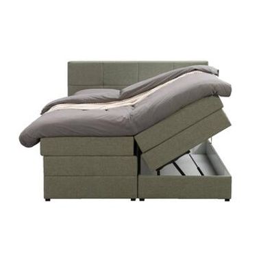 Boxspring met opbergruimte Liv geblokt - groen - 180x200 cm - Leen Bakker