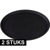 2x Ronde dienbladen zwart kunststof 40,5 cm   -