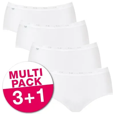 4-pack Basic Midi - dames heup slips (3+1 Gratis) - Heup slips vrouwen - katoenen onderbroeken dames