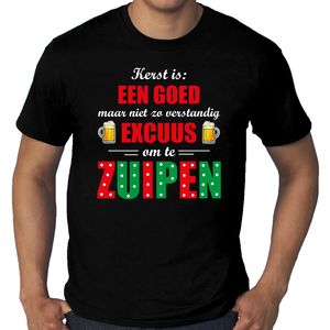 Grote maten Kerst goed excuus om te zuipen fout Kerst t-shirt zwart voor heren