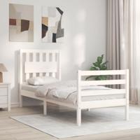 Bedframe met hoofdbord massief hout wit