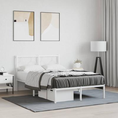 Bedframe met hoofdbord metaal wit 120x200 cm