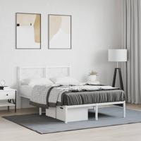 Bedframe met hoofdbord metaal wit 120x200 cm - thumbnail
