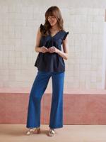 Mouwloze zwangerschapsblouse van katoenen voile zwart