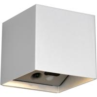 LED Tuinverlichting - Trion Elan - Wandlamp Buitenlamp - 2 Lichtpunten Boven en Onder van 1 Watt - Warm Wit 3000K - Bewegingssensor - Op Batterijen - Vierkant - Titaan - Kunststof
