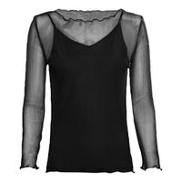 Transparante shirt van bio-zijde, zwart Maat: 44/46 - thumbnail