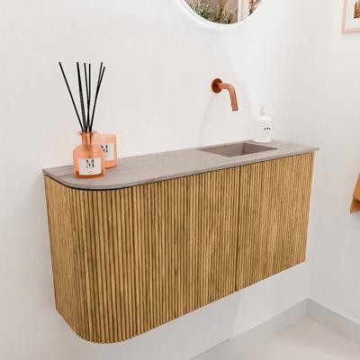 Toiletmeubel Mondiaz Joya Dlux | 81.6 cm | Meubelkleur Oak | Faye wastafel Saba Wasbak Rechts | Zonder kraangat(en)