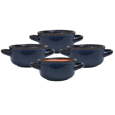 Soepkommen Classic - donkerblauw - 8x stuks - 14 x 7 cm - keramiek - soepkommetjes