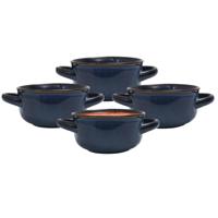 Soepkommen Classic - donkerblauw - 8x stuks - 14 x 7 cm - keramiek - soepkommetjes