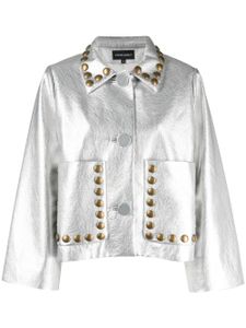 Cynthia Rowley cropped studded faux-leather jacket - Argent