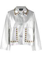 Cynthia Rowley cropped studded faux-leather jacket - Argent