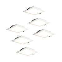Set van 6 Virginia inbouwspots vierkant - 9 Watt 820 lumen - 2700K Warm wit - IP20 Stofdicht- 145x145mm - inbouwdiepte 25mm - Wit