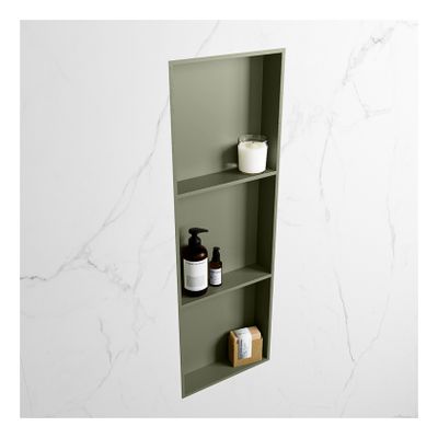 Wandnis Solid Surface Easy | In- en opbouw | 30x90x8 cm | 3 vakken | Army